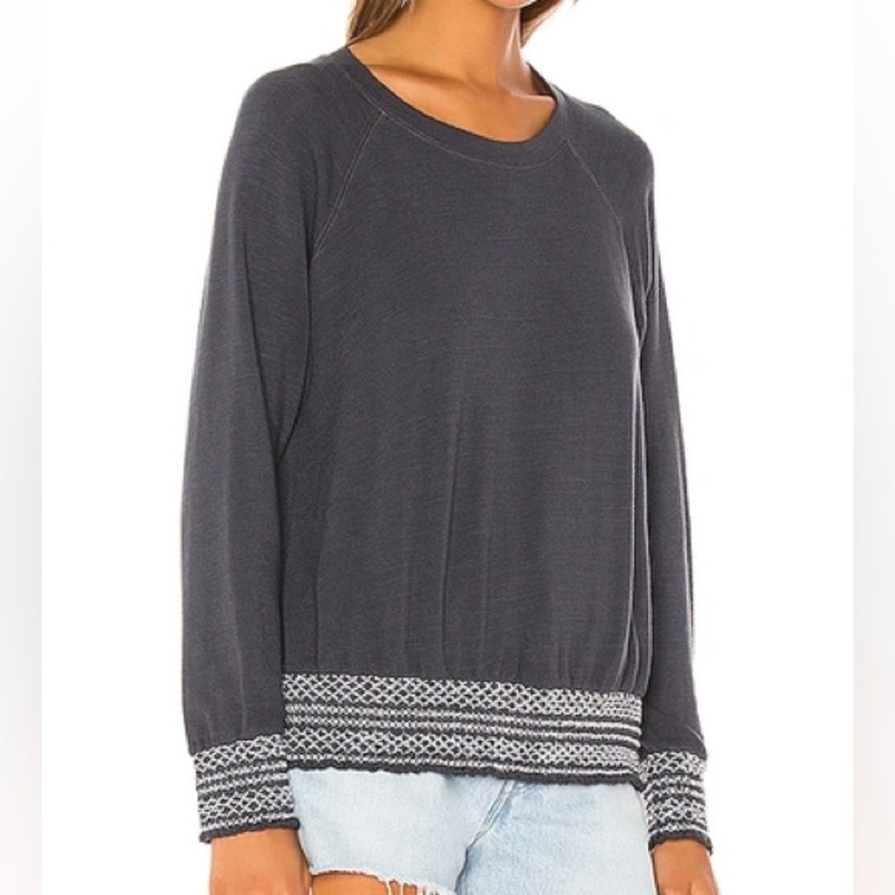 MONROW super soft smocked waist raglan sweatshirt S